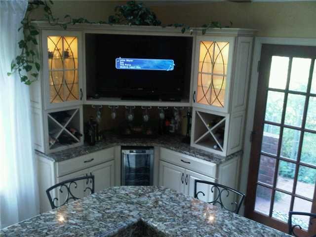 wine area in corner of kitchen